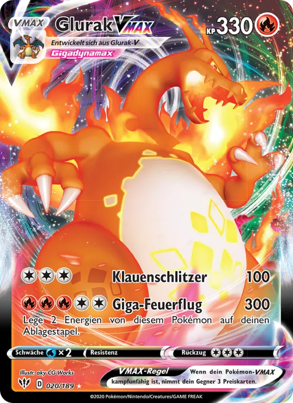Glurak VMAX, Flammende Finsternis No. 20