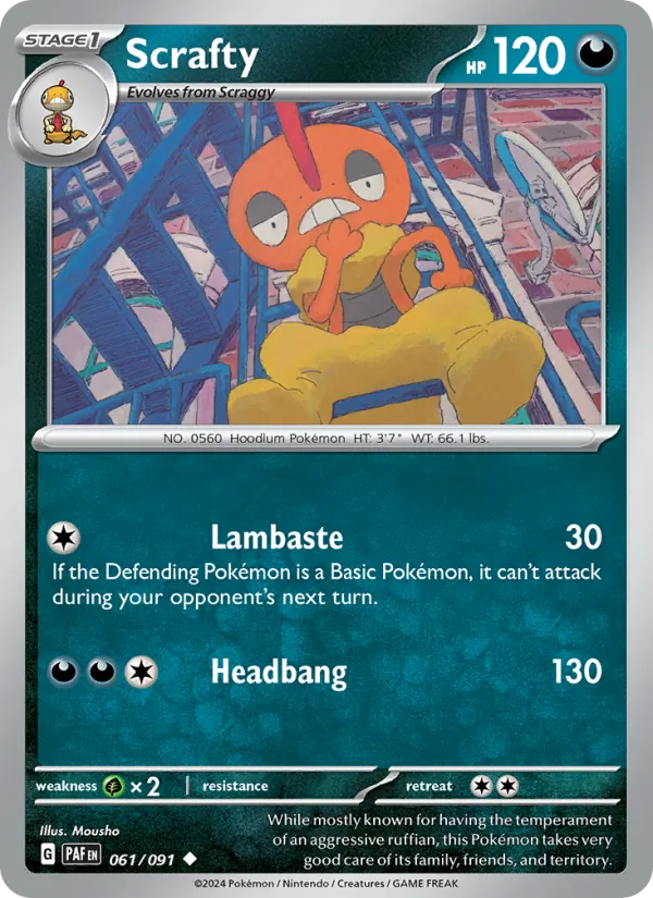 Scrafty, Paldean Fates Nº 061