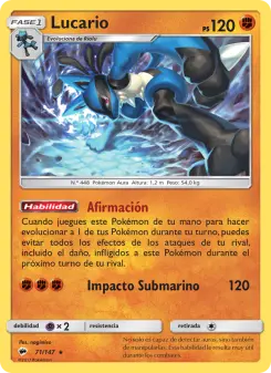 Lucario, Sombras Ardientes No. 71 Holo