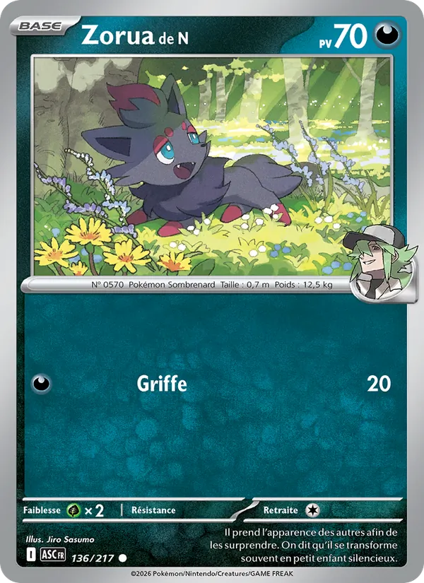 Zorua de N, Héros Transcendants No. 136
