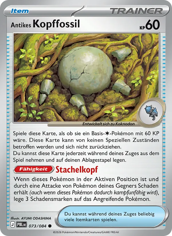 Antikes Kopffossil, Dunkelnacht No. 073