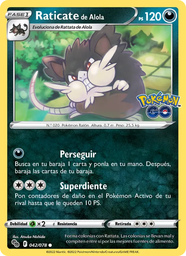 Raticate de Alola, Pokémon GO No. 042