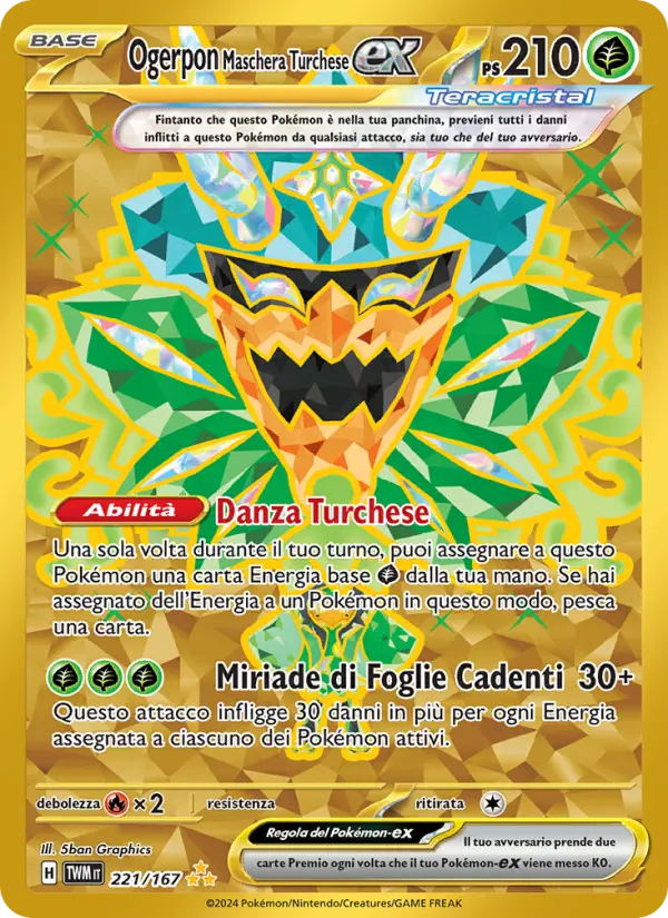 Ogerpon Maschera Turchese-ex, Crepuscolo Mascherato Nº 221