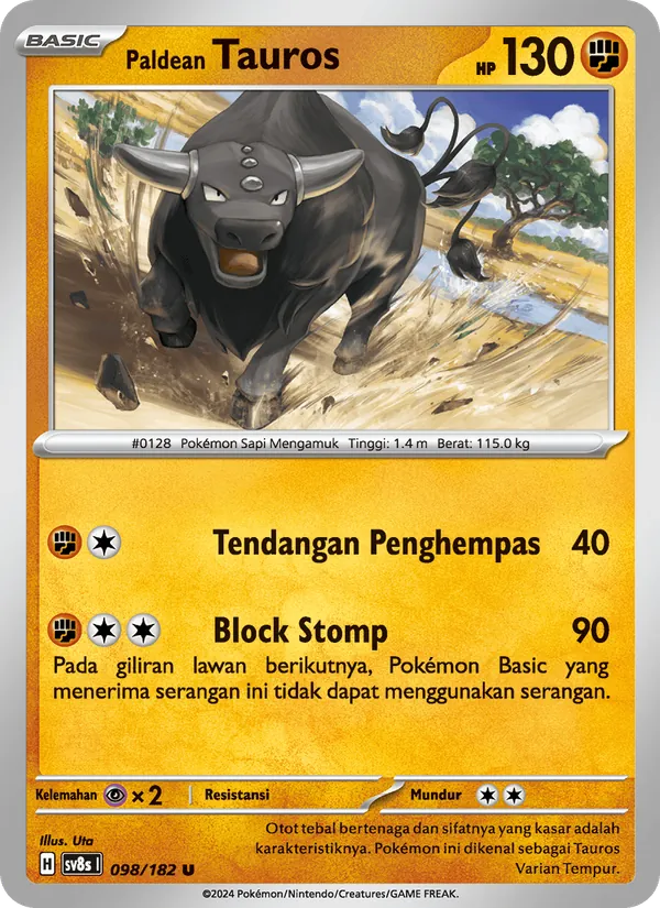 Paldean Tauros, Kilat Rasi No. 098