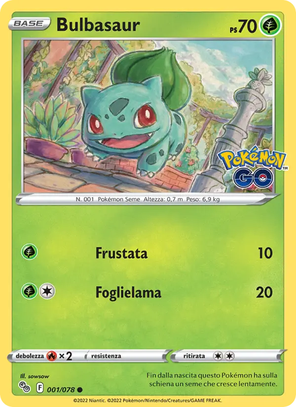 Bulbasaur, Pokémon GO No. 001