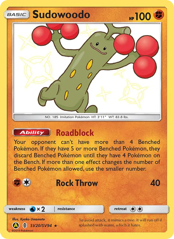Sudowoodo, Hidden Fates Shiny Vault No. SV20