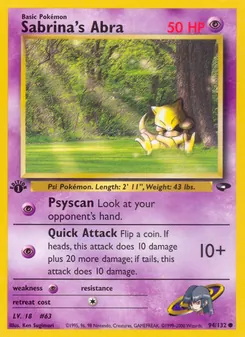 Sabrina's Abra, Gym Challenge No. 94 Normal