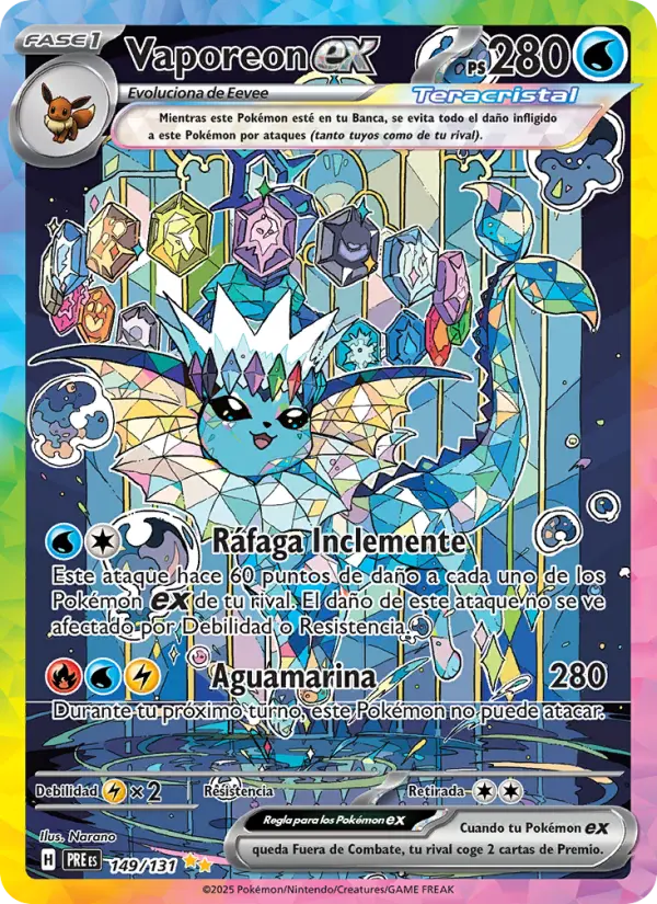 Vaporeon ex, Evoluciones Prismáticas Nº 149