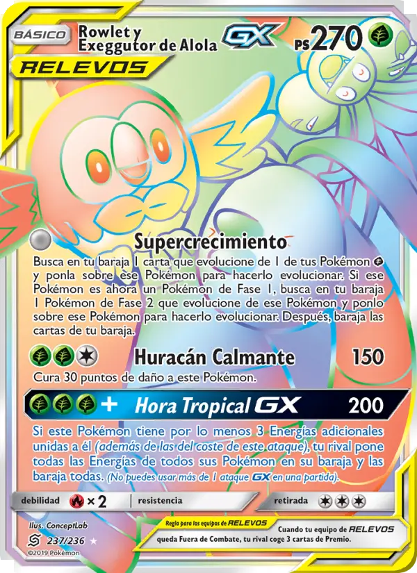 Rowlet y Exeggutor de Alola GX, Mentes Unidas Nº 237