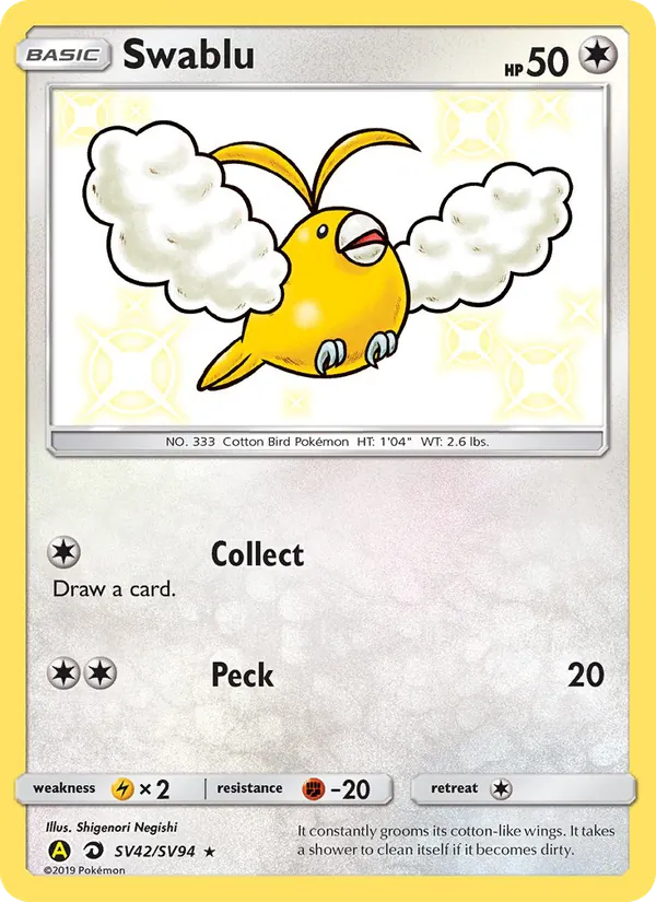 Swablu, Hidden Fates Shiny Vault No. SV42