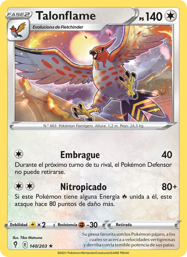 Talonflame, Cielos Evolutivos Nº 140