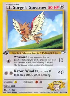Lt. Surge's Spearow, Gym Heroes No. 83 Normal