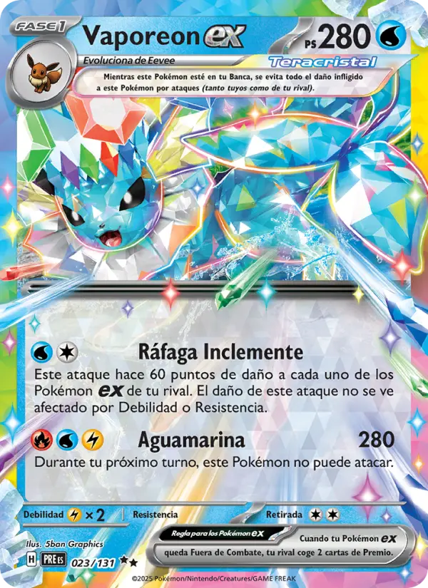 Vaporeon ex, Evoluciones Prismáticas No. 023