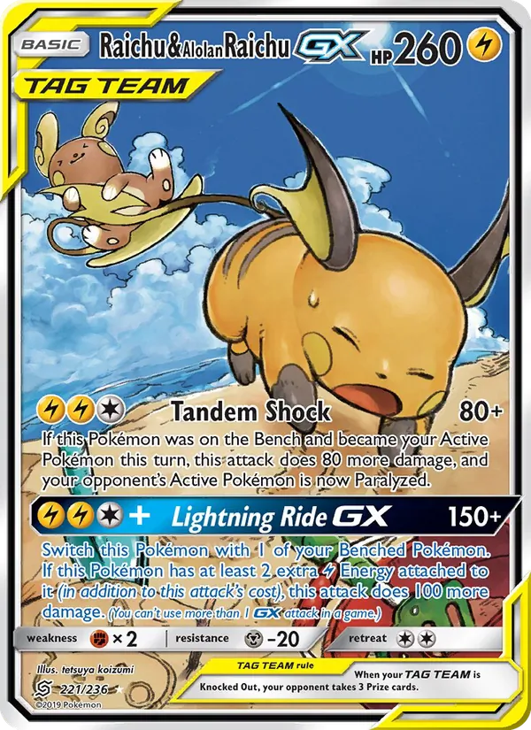 Raichu & Alolan Raichu GX, Unified Minds No. 221