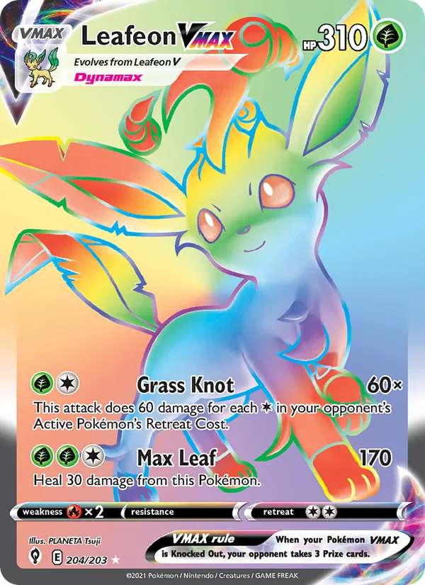 Leafeon VMAX, Evolving Skies Nº 204