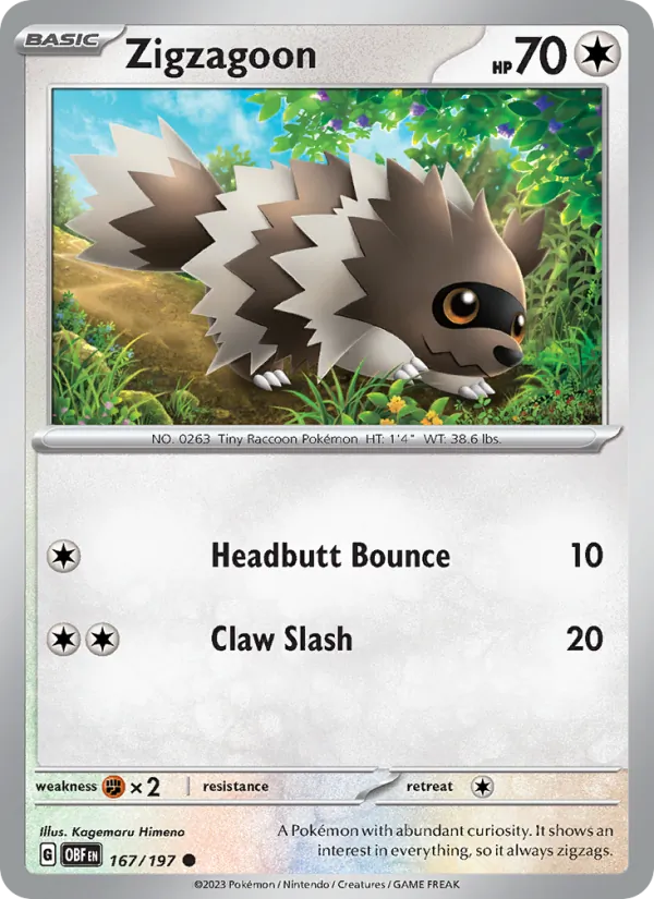 Zigzagoon, Obsidian Flames No. 167