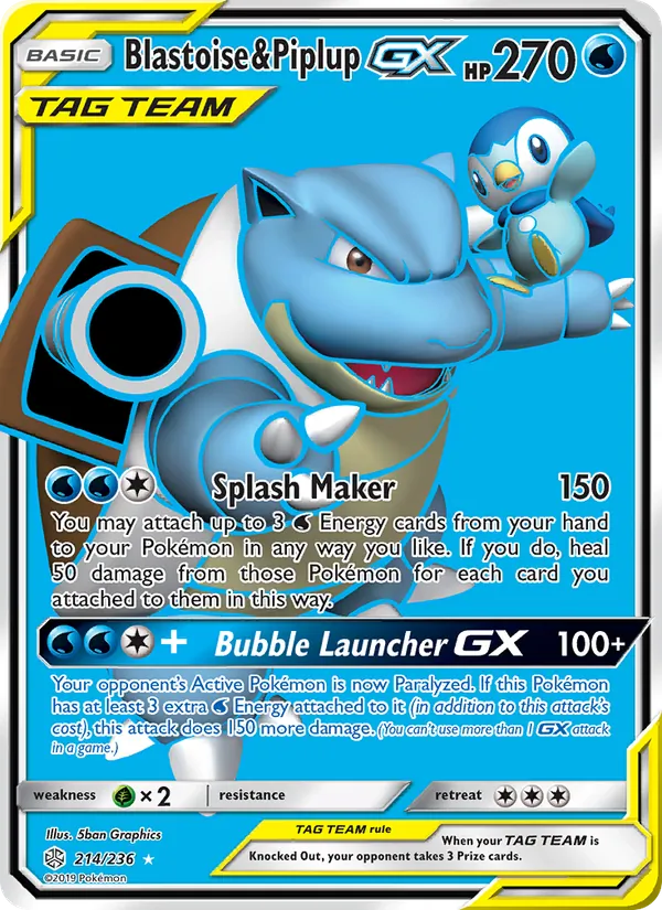 Blastoise & Piplup GX, Cosmic Eclipse No. 214