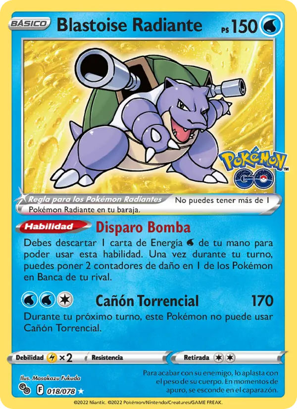 Blastoise Radiante, Pokémon GO Nº 018