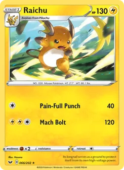 Raichu, Sword & Shield Nº 66 Normal