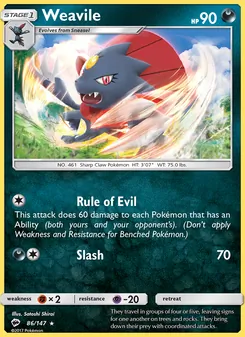 Weavile, Burning Shadows Nº 86 Normal