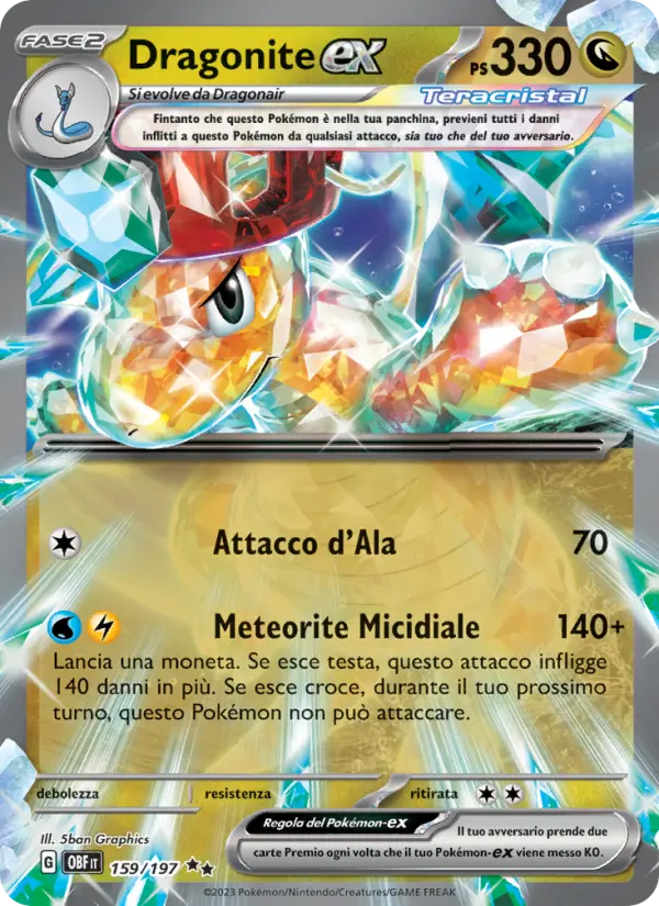 Dragonite-ex, Ossidiana Infuocata Nº 159