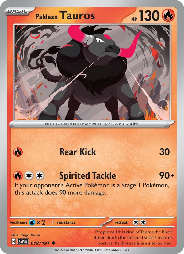 Paldean Tauros, Surging Sparks No. 018