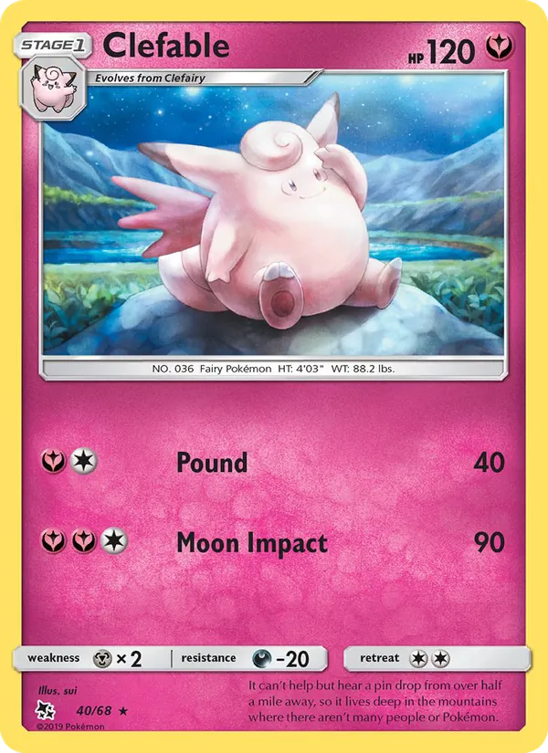 Clefable, Hidden Fates Nº 40