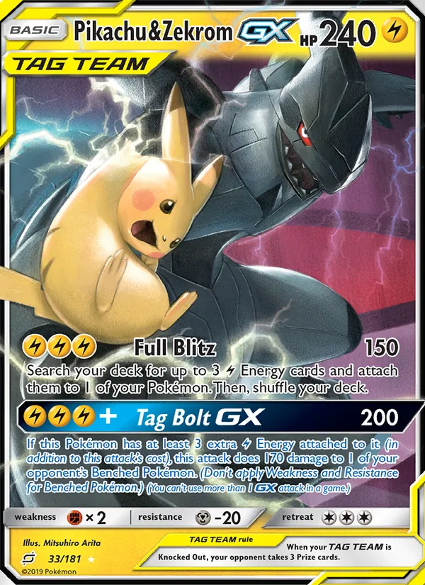 Pikachu & Zekrom GX, Team Up Nº 33
