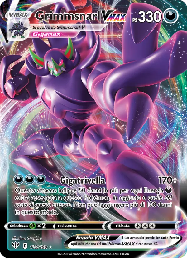 Grimmsnarl VMAX, Fiamme Oscure No. 115