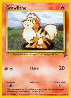 Growlithe, Base Set 2 Nº 42 Normal