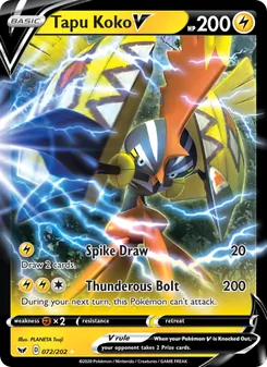 Tapu Koko V, Sword & Shield No. 72 Holo