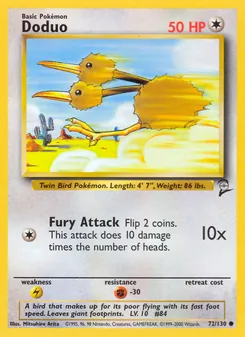 Doduo, Base Set 2 Nº 72 Normal
