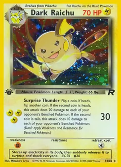 Dark Raichu, Team Rocket Nº 83 Holo