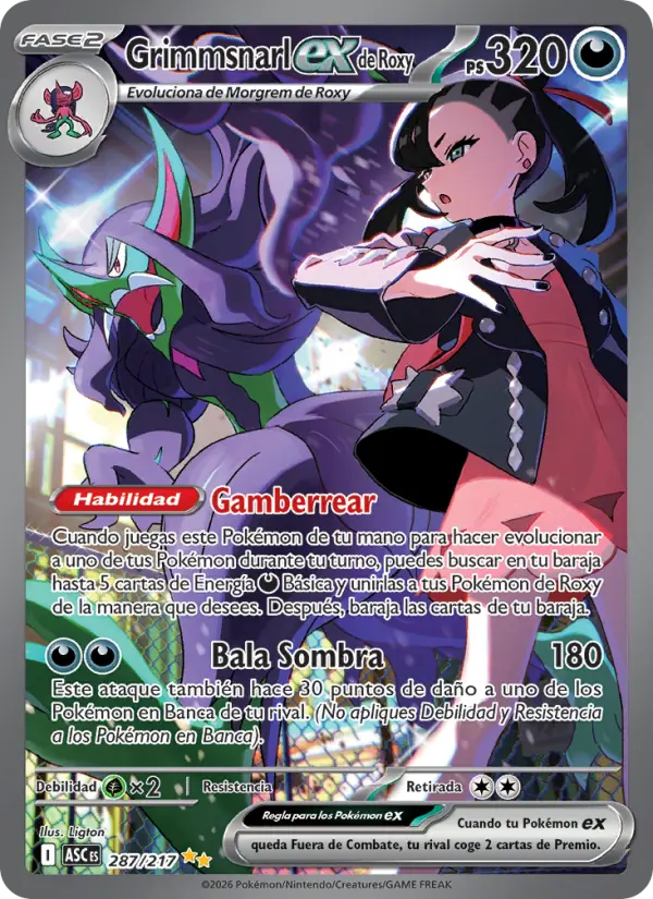 Grimmsnarl ex de Roxy, Héroes Ascendentes No. 287