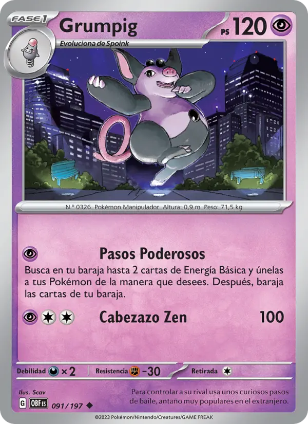 Grumpig, Llamas Obsidianas No. 091