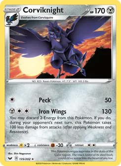 Corviknight, Sword & Shield No. 135 Normal