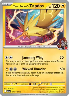 Team Rocket's Zapdos, Destined Rivals Nº 070 Holo