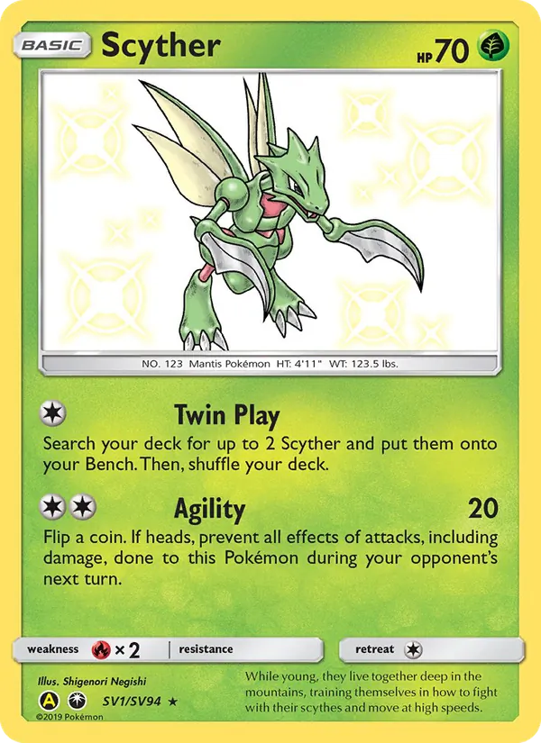 Scyther, Hidden Fates Shiny Vault No. SV1