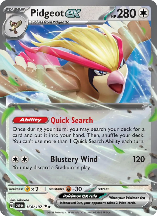 Pidgeot ex, Obsidian Flames Nº 164