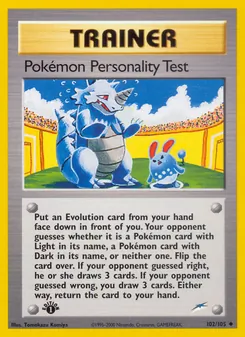 Pokémon Personality Test, Neo Destiny Nº 102 Normal