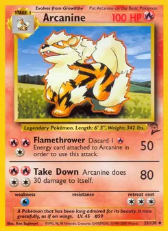 Arcanine, Base Set 2 No. 33 Normal