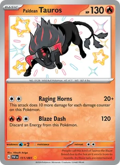Paldean Tauros, Paldean Fates No. 111 Holo