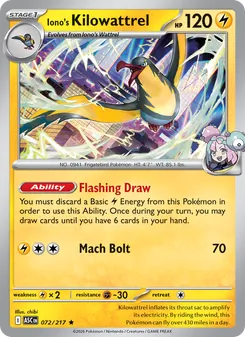 Iono's Kilowattrel, Ascended Heroes No. 072 Holo