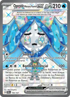 Ogerpon Máscara Fuente ex, Mascarada Crepuscular Nº 194 Holo