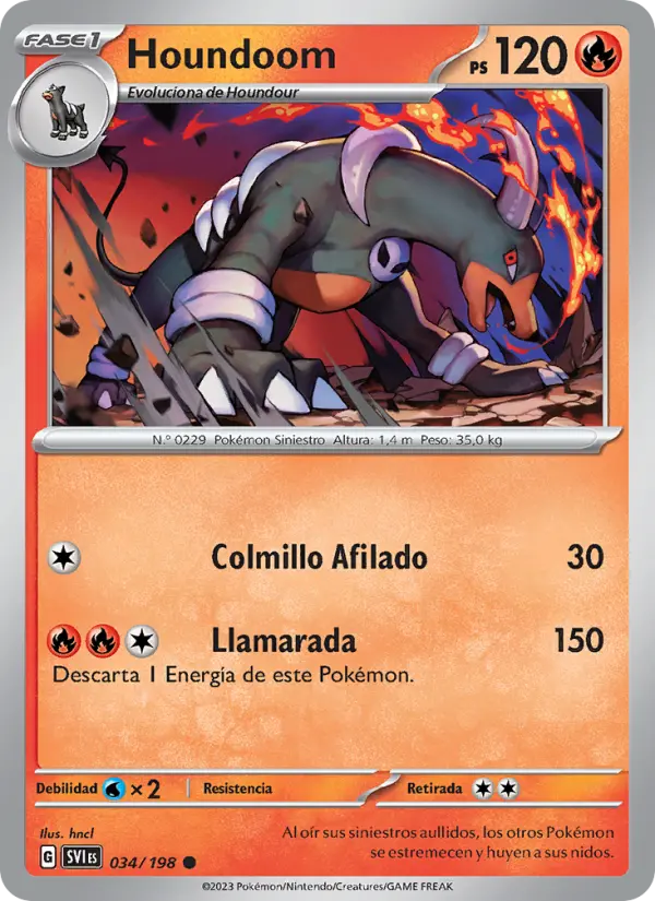 Houndoom, Escarlata y Púrpura Nº 034