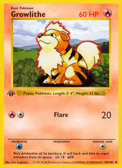 Growlithe, Base Set Nº 28 Normal