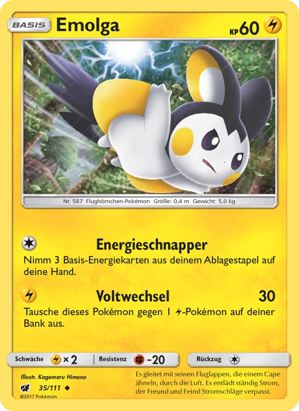 Emolga, Aufziehen der Sturmröte Nº 35