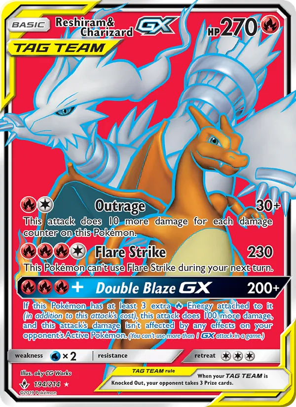 Reshiram & Charizard GX, Unbroken Bonds Nº 194