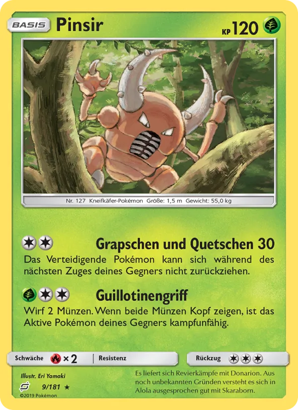 Pinsir, Teams Sind Trumpf Nº 9