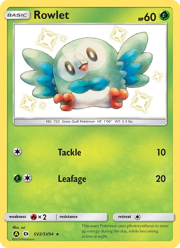 Rowlet, Hidden Fates Shiny Vault No. SV2
